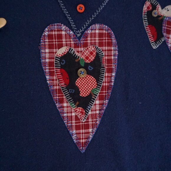 Navy Heart Pattern Women's Sweater - Picture 9 of 11